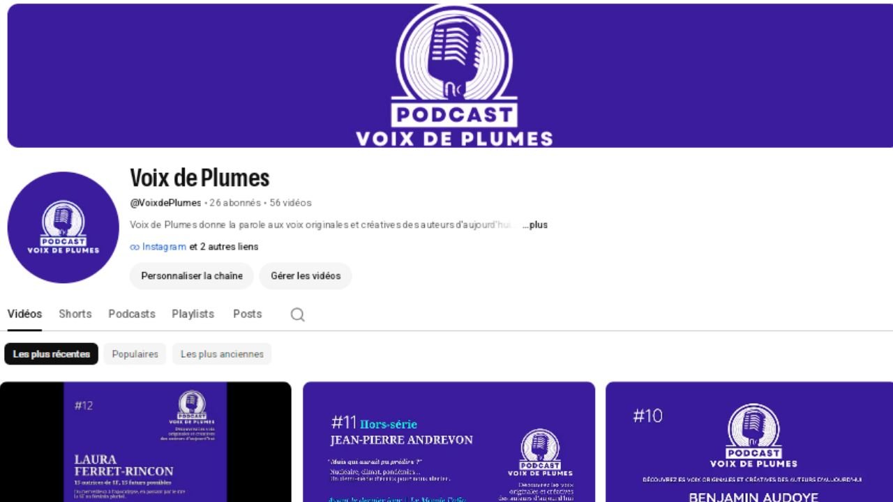 Voix de Plumes, podcast littéraire sur YouTube